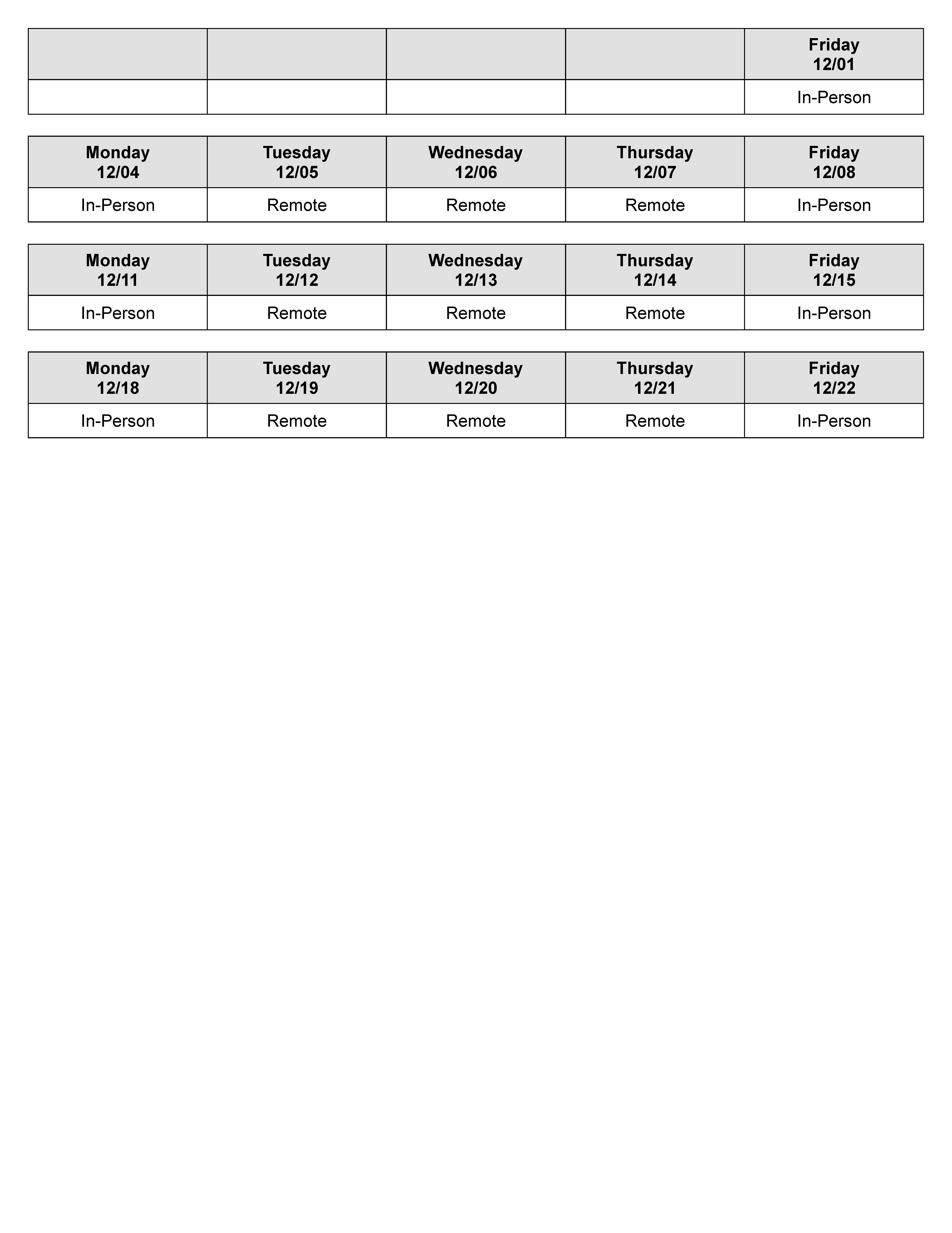 Dustin Domingo - Fall Hybrid Schedule